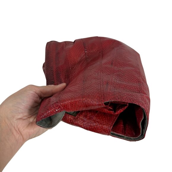 Beirn Snakeskin Ethically Sourced JENNA Hobo Tote Bag Red Lightweight Packable - Picture 11 of 11